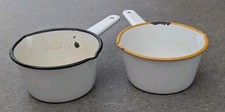 Pair Vintage Enamel Milk Pans