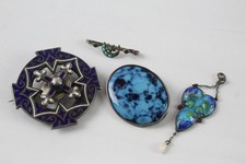 Mixed Grade Silver Antique Jewellery Butterfly Wing Arts & Crafts Victorian x 5