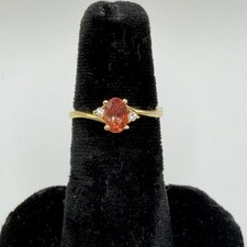14K Yellow Gold Red Andesine