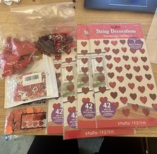 Engagement Valentines Decoration Bundle, String Hearts, Heart Balloons, Confetti