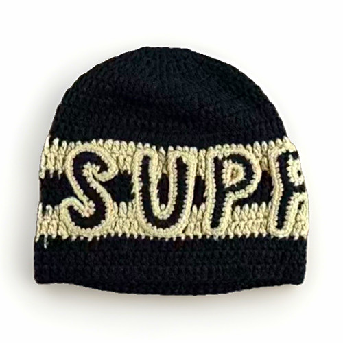 Supreme black white knit logo - supreme, black/white