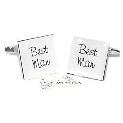White square wedding - white, cufflinks