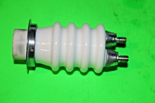 Vintage TWO TERMINAL HIGH VOLTAGE Insulator Porcelain Ceramic 61 x 45mm