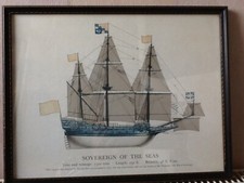 SOVEREIGN OF THE SEAS GUNSHIP  FRAMED PICTURE 14" X 11"- FREEPOST UK