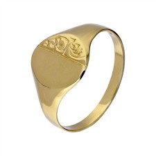 9ct Gold Engraved Ladies Round