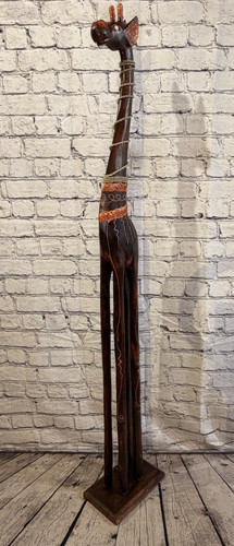120cm brown wooden giraffe - brown,