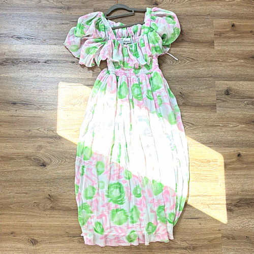 Ganni floral chiffon smocked - chiffon,