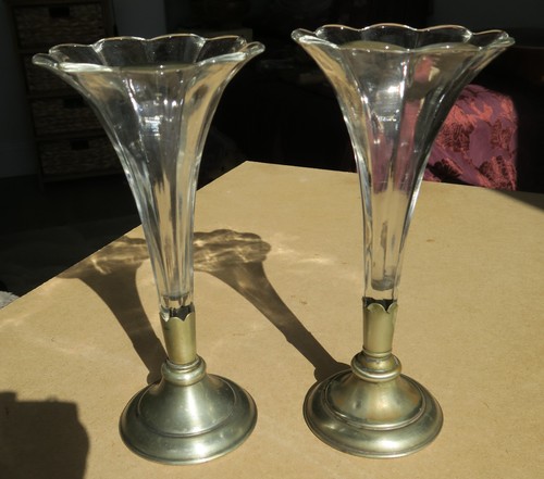 Pair antique clear glass - pair,