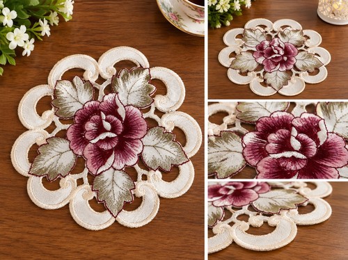 Embroidered lace doily table - doily,