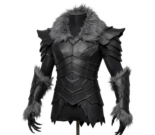 Black genuine leather wolf - genuine,