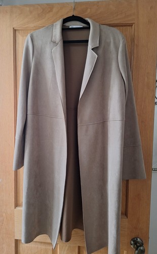 Zara taupe faux suede coat - zara,