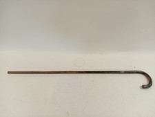 Antique Wooden Walking Stick with Sterling Silver Collar & Handle Tip 35.5"