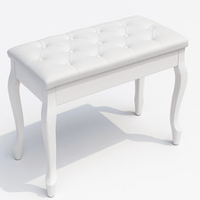 Faux Leather Piano Stool Seat Keyboard Bench White Storage Compartment