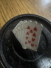 Playing Cards Hearts Royal Flush Pin Badge, In Good Condition.
