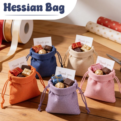 Hessian burlap drawstring bags - hessian,