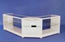 L SHAPED WHITE GLASS DISPLAY