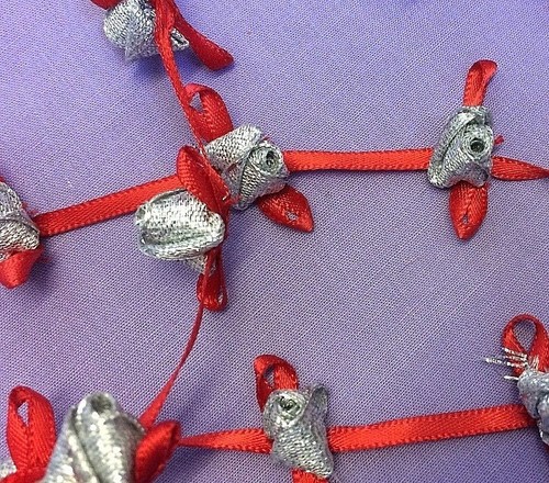 Satin ribbon roses buds - satin,