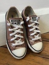 Girls Converse All Star dusky pink Sparkly Low Tops Size UK 1 EU 30