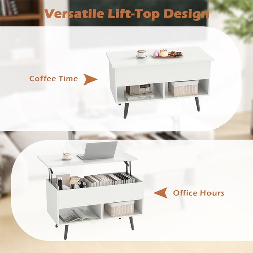 White coffee table with lift - white,