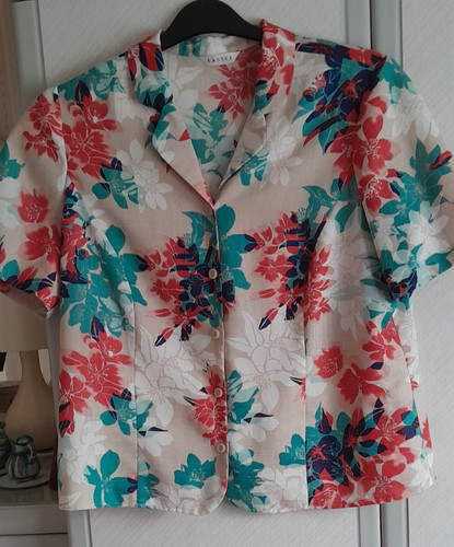 Eastex flowered red navy beige - flowered,