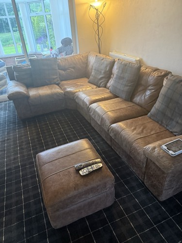 Brown leather corner sofa - brown,