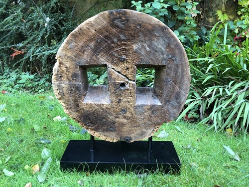 Robust old wooden cart wheel - wooden,