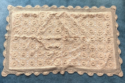 Beige hand crocheted lace - hand, 100%