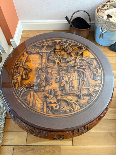 Chinese heavily carved coffee - heavily,