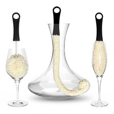 Glass Cleaning Brush 3 Tool Set Wine Glasses Decanters Champagne Flutes Vases UK