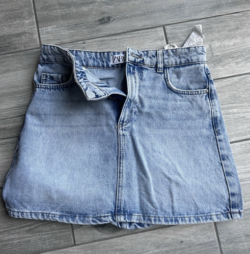 Zara women blue denim mini - zara,