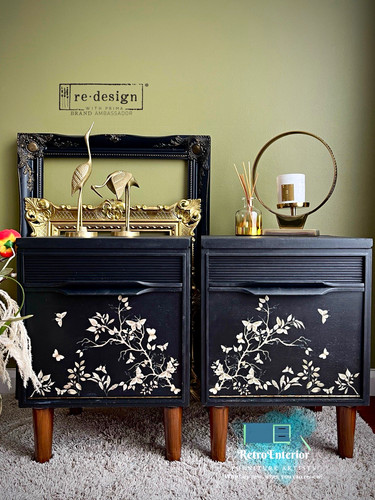 Black painted wooden bedside - black,