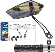 2 Pcs 360°Adjustable Bike Mirror Wide Angle Large Bicycle Rear View Mirrors 