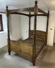 Classy Four Poster Bed Pine 4” Double & Slats Sleek Cottage Rural Country House