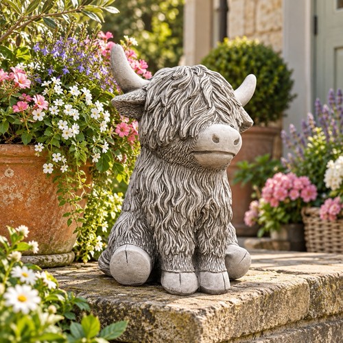 Highland cow stone garden - highland,