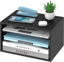 Wood Desk Organizer, 3 Tier Paper Sorter for Desktop with Adjustable Storage She
