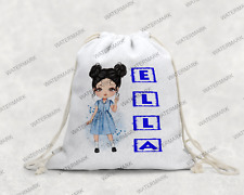 School Girl Character Personalised Draw string bag, PE bag, Sports bag, Gift