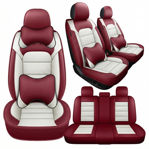 Wine red cream white leather - red,