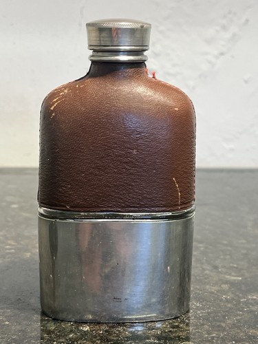 Vintage leather hip flask - leather,