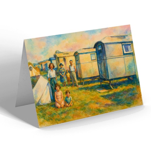 Notelet caravan sea - caravan,,