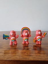 Lot 3 1980s Care Bears Cheer Bear Mini PVC Figures – Megaphone, Rope, Paint