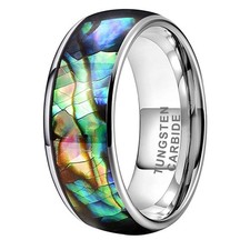 Tungsten Carbide Abalone Shell Inlay Ring 4mm 6mm 8mm Wedding Band