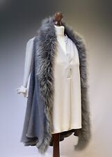 2 Piece Ladies Outfit Size 10-12 Fur Cardigan and Shirt VGC Grey 
