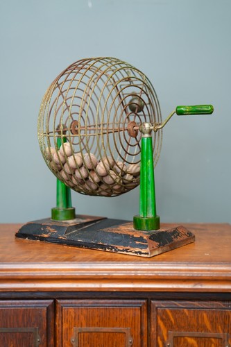 Vintage metal bingo cage green - bingo,