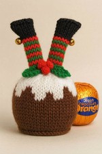 Christmas Elf Elves in Pudding Chocolate Orange Cover Dome Knitting Pattern only