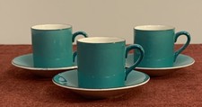 3 Vintage Crown Ducal Coffee / Espresso Cups & Saucers