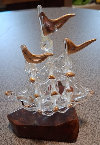 Vtg hand spun blown glass - spun, art