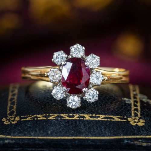 Vintage ruby diamond cluster - vintage,