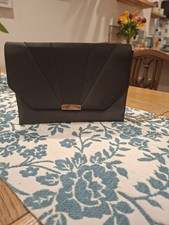 Black Satin Finish Evening  Clutch Bag with Chain Strap
