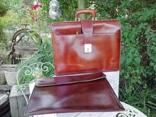 Genuine Vintage Expandable Leather Executive Briefcase Inc Document Holder & Key