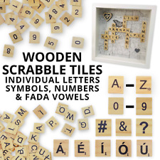 Wooden Scrabble Tiles Individual Letters, Symbols, Numbers, Fada Vowels - Crafts